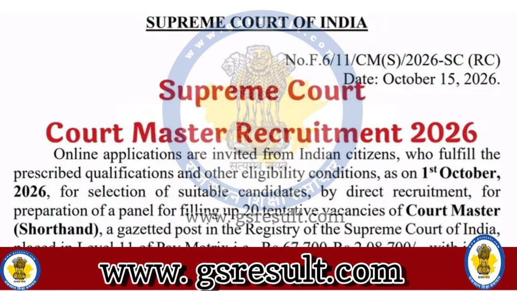 Supreme Court Court Master Bharti 2026