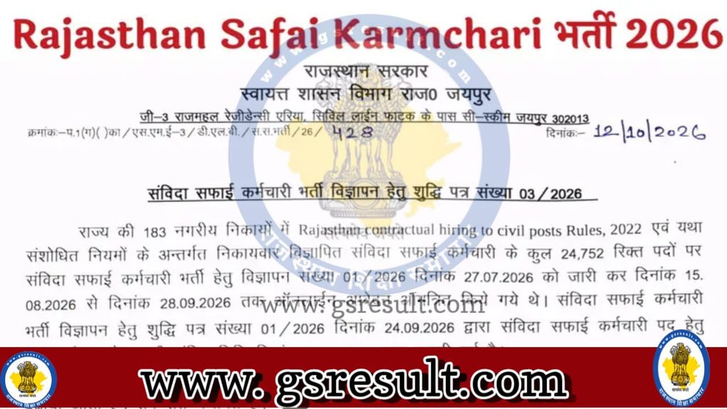 Rajasthan Safai Karmchari Bharti 2026